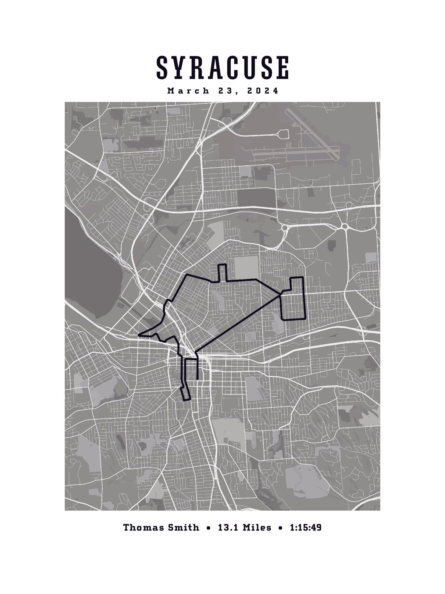 Syracuse 1/2 Marathon Custom Map Print